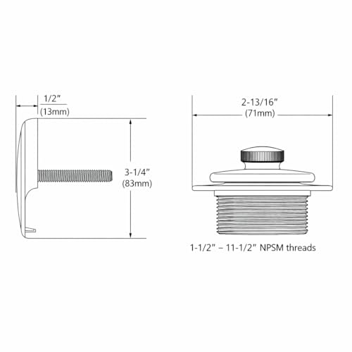Moen Push-N-Lock Chrome Metal Tub and Shower Drain Kit and Overflow Cover with 1-1/2 Inch Threads, T90331 - image 2
