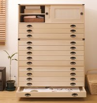 Amazon｜桐タンス引戸3杯＋桐10段チェスト 桐天然木 日本製 HI-3004