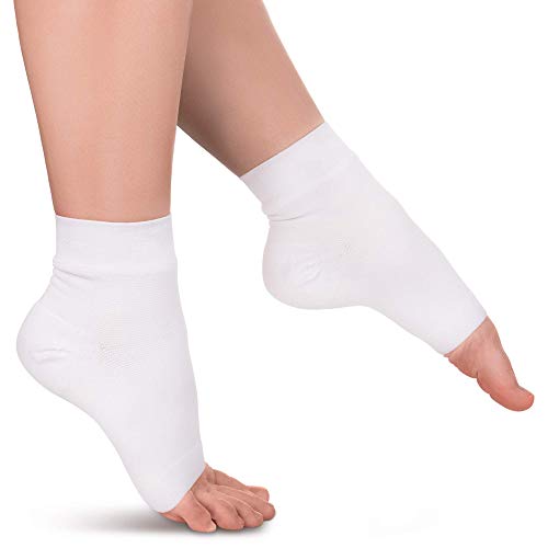 Ankle Compression Sleeve - 20-30mmhg Open Toe Сompression Socks for Swelling, Plantar Fasciitis, Sprain, Neuropathy - Nano Brace for Women and Men (Snow White, X-Small)