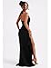 LAGSHIAN Women's Sexy Deep V Neck Halter High Split Backless Cocktail Party Formal Maxi Dress Black