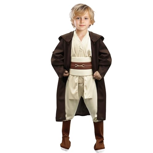 Calevoit COSTUMEJEDI KIDS Costume Tunic Hooded Robe Costume Jediuniform Halloween Cosplay Costume Boys cover