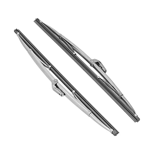 12in/30.48cm Windshield Wiper Blades Set Universal Fit for Most Cars Stainless Steel Polished Silver Front Windshield Wiper Blades Easy to Install, OEM Standard Replacement