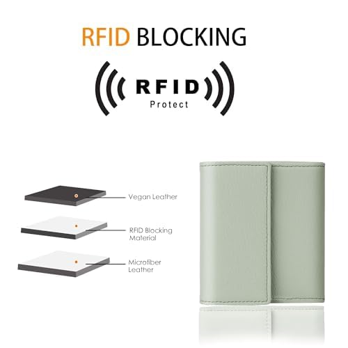 RFID Blocking Small Mini Compact Wallet Coin Pouch Holder Trifold Credit Card Holder Pocket Purse for Women3