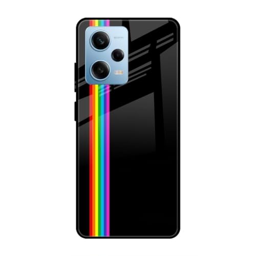 Image of SmashItUp Rainbow | Pattern | Black Designer Printed TPU Metal Case Mobile Back Cover for Redmi Note 12 Pro 5G