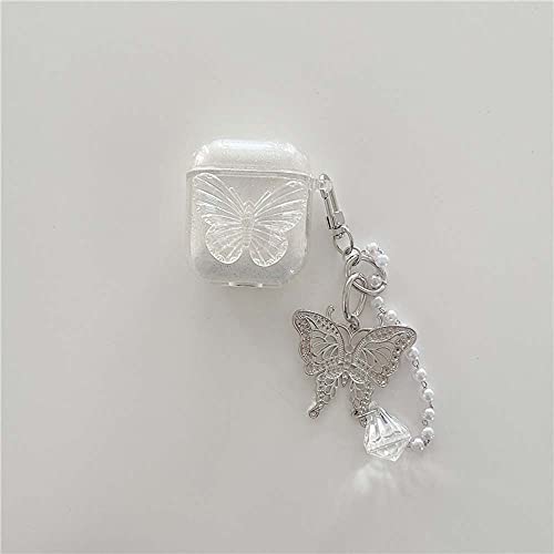 Fycyko Compatible For Airpods Case With Girls Cute Clear Glitter Butterfly Design Smooth Soft Tpu Cover Case For Airpods 2 &1,Cute For Airpods-(Butterfly) #TOP6