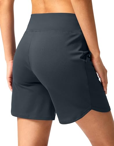 Image of G Gradual Women's Athletic Shorts 6 inch High Waisted Stretchy Bermuda Shorts for Women Quick Dry Summer Casual Shorts
