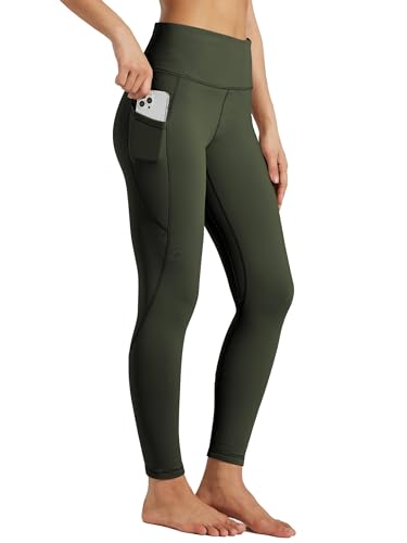 Leggings con forro polar Willit para mujer mallas termicas de yoga verde oliva talla L