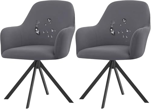 Housses de chaise imperméables anti-taches pour dossiers incurvés gris - 2