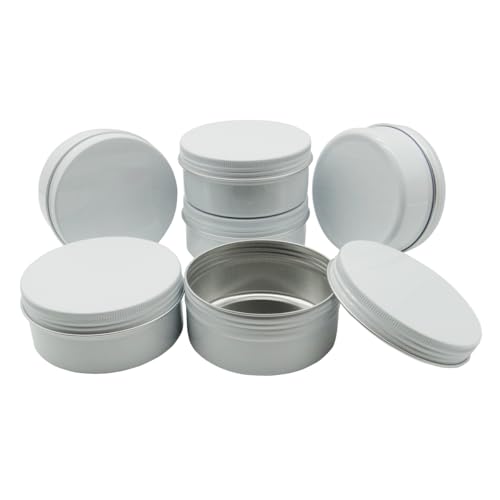 Wopanxye Lot de 6 pots en aluminium de 150 ml avec couvercles à vis, vides et rechargeables, pour maquillage, baume à lèvres, cosmétiques, pots de voyage,...