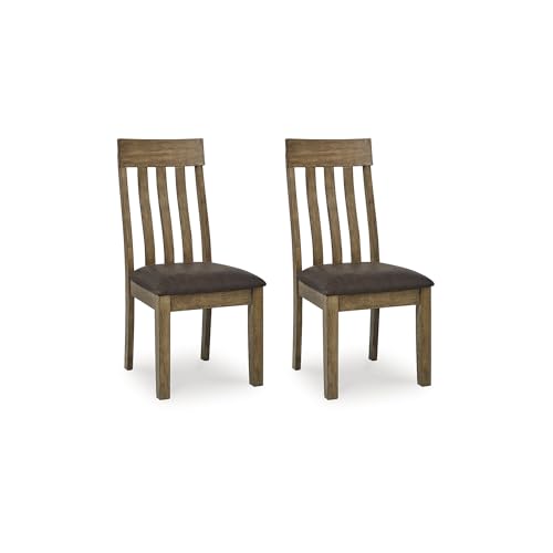 Image of Signature Design by Ashley Vallister Classic Faux Leather Upholstered Dining Chair, Set of 2, Dark Brown
