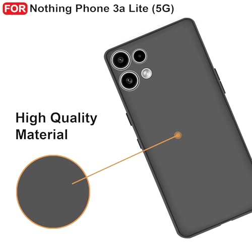 Image of CEDO Back Cover for Nothing Phone 3a Lite (5G) | Camera Bump Protection & Inner Velvet Fabric Lining | Ultra Slim Matte Soft Rubberised Case Cover (Black)