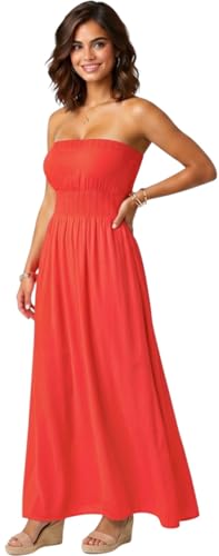 Image of ToBeInStyle Women's Strapless Cover Up Tube Dress Beach Summer Bandeau Flowy