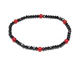 Gesamtgewicht: ca. 6 Gramm Damen Armband aus Edelsteinen Spinell mit Zwischenperlen aus Korallen schwarz rot