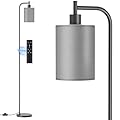 SIBRILLE Floor Lamp with Linen Shade, Dimmable Tall Standing Lamp with Remote Control & 3 Color Temperatures, Modern Floor Lamps for Living Room Bedroom Office Corner, 9W LED Bulb Included