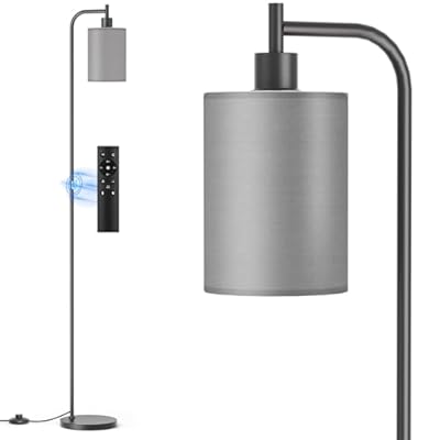 SIBRILLE Floor Lamp with Linen Shade, Dimmable Tall Standing Lamp with Remote Control & 3 Color Temperatures, Modern Floor Lamps for Living Room Bedroom Office Corner, 9W LED Bulb Included