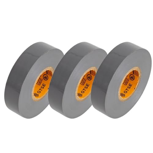 Ruban électrique en PVC gris GTSE pour isolation des fils de 600V lot de 3 rouleaux en vinyle