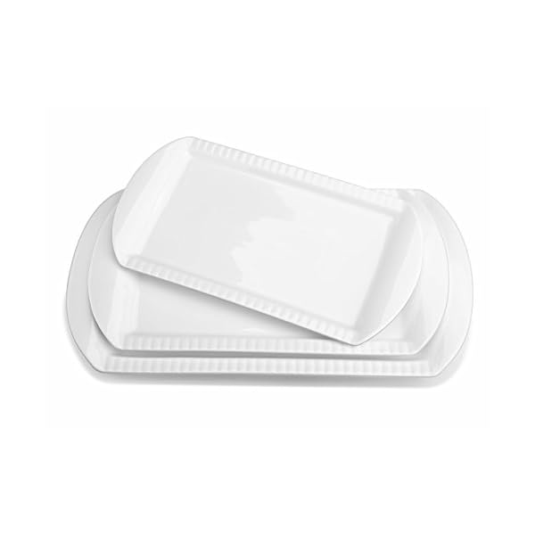 LIFVER Large Serving Platter Set, 16"/14"/12" 3-Piece White Porcelain Platters for Food, Serving Dishes Oven Safe Dinner Plates, Serving Trays Perfect for Entertaining and Appetizers