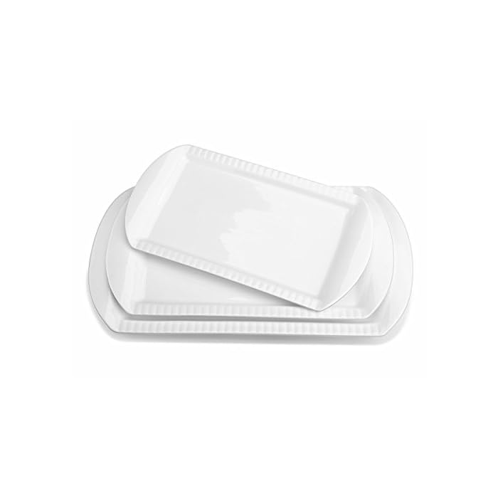 LIFVER Large Serving Platter Set, 16"/14"/12" 3-Piece White Porcelain Platters for Food, Serving Dishes Oven Safe Dinner Plates, Serving Trays Perfect for Entertaining and Appetizers