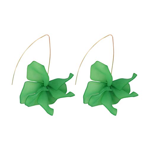 YAZILIND Colgante de flor de alloy Pendiente largo, exagerado Pendientes de oreja de mujer (Verde)