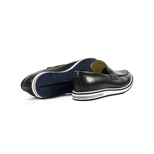 Sapato Casual Masculino Loafer Couro Legítimo Stone Slim Reverso - 1131 - Preto Cor:Preto;Tamanho:44