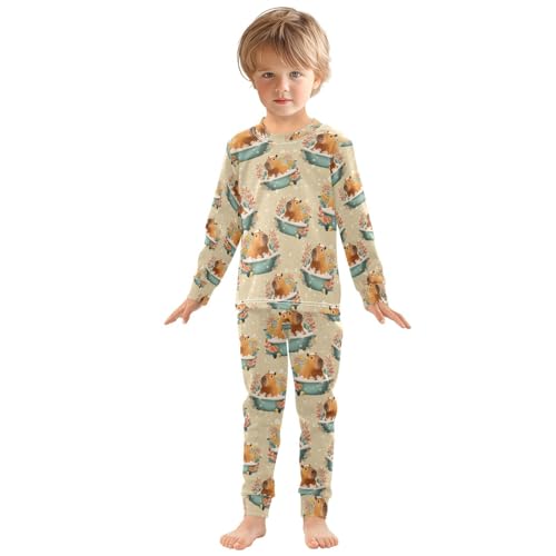ALAZA Capybara Bubble Animal Pajamas Long Sleeve Sleepwear 2-Piece Pajama Set3