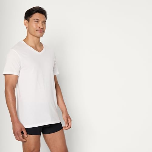Image of Amazon Essentials Men's Slim Fit V-Neck Undershirt, Breathable Cotton, Pack of 6