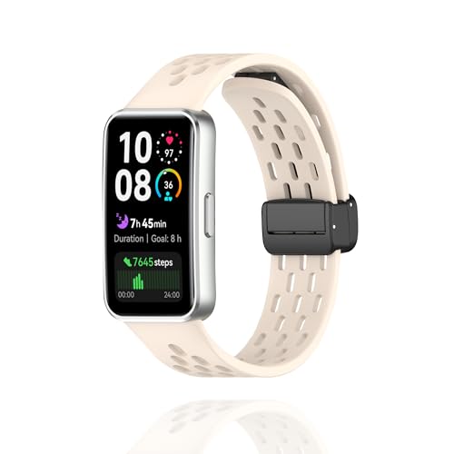 [AnnTec] For HUAWEI Band 10 / 9 / 8 �����x���g �o���h �R���p�`�u�� �t�@�E�F�C�o���h 10 / 9 / 8 �ւ��x���g �V���R���� �}�O�l�b�g�N���X�v �ʋC�� �_�炩�� ��t�ȒP �y�� �ϋv�� �����\ �j�����p (�X