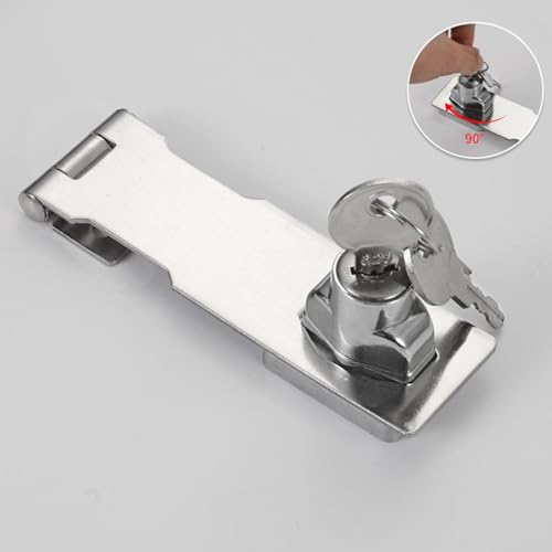 Image of 2PCS Silver Metal Twist Knob Key Lock Fob 66x31mm Folding Box Buckle Hardware Padlocks Hasp Suitable for Door and Cabinet