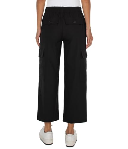 Liverpool Los Angeles Cargo Textured Stretch Woven Hi-Rise Crop Straight Black 142