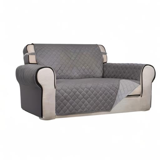 PureFit Reversible Quilted Sofa Cover, Water Resistant Medium Slipcover Furniture Protector, Washable Couch Cover with Non Slip Foam and Elastic Straps for Kids, Dogs, Pets (Loveseat, Gray/Light Gray)