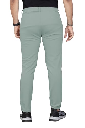 Image of Men's Regular Fit Self-Design Trousers | Mid-Rise Cotton Blend Pants for Work Stylish Formal Bottoms for Men (Pack of 1)