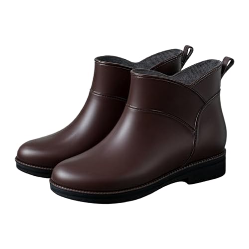 Botas de goma cortas para mujer, antideslizantes, cálidas, botas de lluvia modernas, marrón, 37 EU