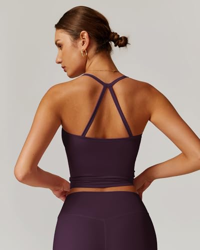 Image of QBGJTD Womens Longline Sports Bras Cross Back Active Gym Yoga Padded Workout Crop Tank Top with Built in Bra