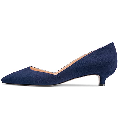 HEUIVZAR Pumps for Womens Square Toe Low Kitten Heel Slip On Suede Casual Comfort Dress Shoes 1.5 Inch2