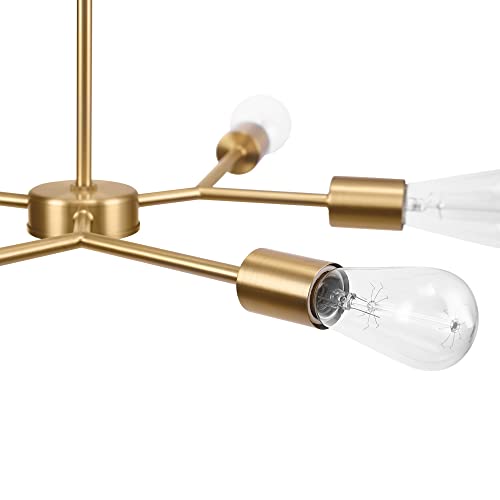 Globe Electric Tetra 6-Light Chandelier, Matte Brass, Adjustable Hanging Height #TOP4