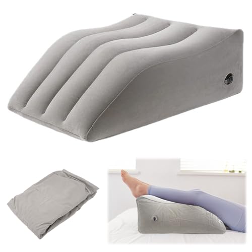 65x 50 X 25 cm Almohada de Cuña Inflable Portabilidad Cojín Reposapiernas Confort Elevar Piernas Cansadas Almohada de Soporte de Cuña para Piernas, Mejora la Circulación Sanguínea y Mejorar el Sueño