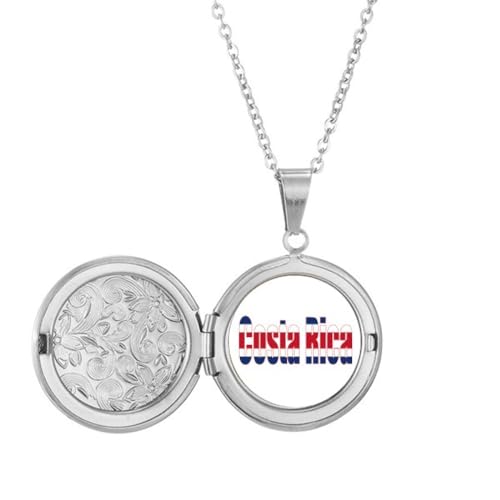 Collier médaillon drapeau Costa Rica en acier pour homme et femme