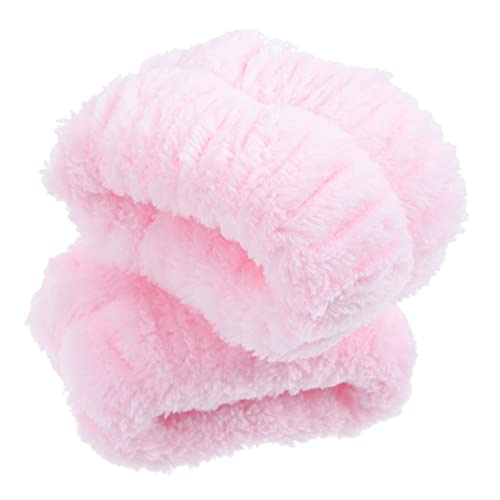 TOVINANNA 2piezas Diademas De Franela Lavado Facial Pulseras De Spa Para Mujeres Banda Cabello Baño Pulseras De Franela Skincare