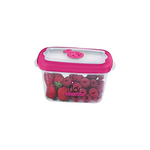 Pote Retangular Plástico 700 ml, Sanremo, Polipropileno e Elastômero TPE, Transparente/Rosa