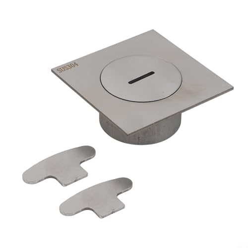 Tapón de limpieza para piso cuadrado de acero inoxidable 304, 10x10 cm, con tapa ranurada para mantenimiento de tuberías de desagüe, compatible con diámetros de instalación de 75-90 mm y profundidad ≥50 mm, diseño antiolor miniatura 2