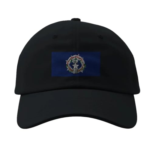 Casquette Drapeau des Îles Mariannes du Nord Noir aux finitions soignées et broderie premium