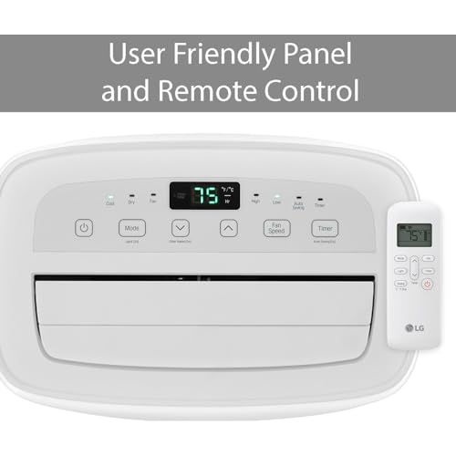 LG 7,000 BTU (DOE) 10,000 BTU (ASHRAE) Portable Air Conditioner, 115V, Cools 300 Sq.Ft. (12' x 25' Room Size), Quiet Operation, LCD Remote Control, and Window Installation Kit, White - Image 4