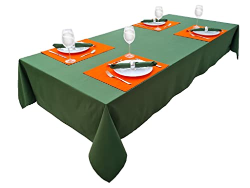 Hochwertige Tischdecke Tischwäsche aus 100% Baumwolle Kollektion Konzept, Farbe & Größe wählbar (Tischdecke - Oval 150x300cm, Olivgrün) – Ansicht 6