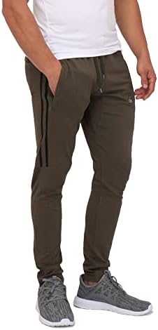 SCR SPORTSWEAR Men's Joggers Ultimate Flex Track Jogging Running Pants Mens Sweatpants Work Out Pant with Zipper Pockets 30/33/36 Tall Long Inseam (M/36L, KGR/B-K849)