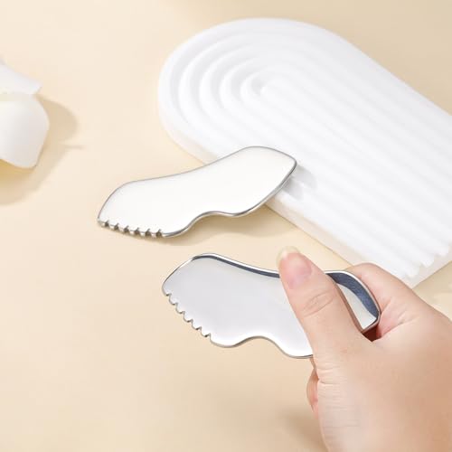 SSKHE 1Pc Gua Sha Stainless Steel,Gua Sha Tool,Gua Sha Stone,Gua Sha Myofascial Massage Board,Guasha Tool Face,Face Massage Tool,Stainless Steel Gua Sha Comb for Face Eyes - Image 3