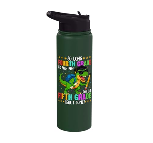So Long Fourth Grade Graduation Dinosaur Last Day of School Stainless Steel Insulated Water Bottle