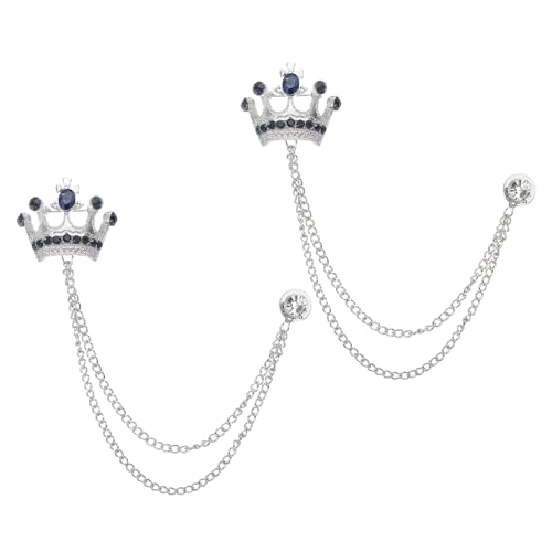 Image of PATIKIL Crown Hanging Chain Brooch Pins, Rhinestone Suit Pins Fashion Crystal Lapel Pins
