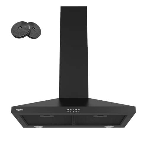 Image of magicplux Wall Mount Range Hood 30 inch, 380 CFM Kitchen Hood With Ducted /Ductless Convertible, 3 Speed Exhaust Fan with LED light, Balck