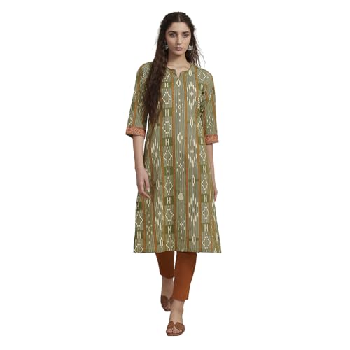 Image of BIBA Women Cotton Printed Straight Kurta
