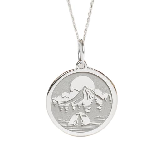 Collier camping argent 925 LKBEADS pendentif montagne avec chaîne 45 cm